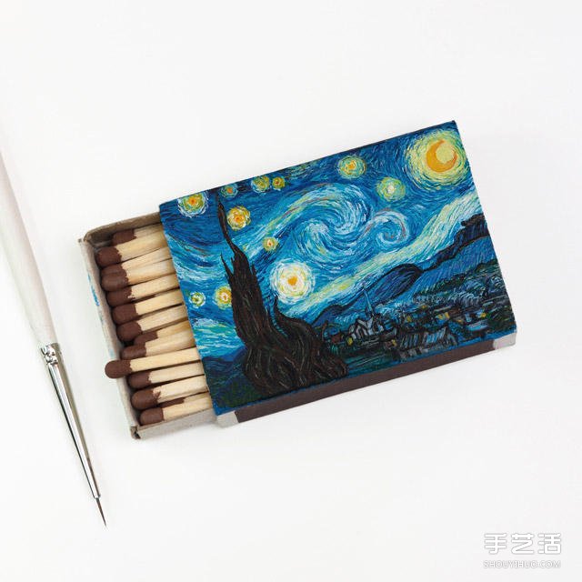 微型艺术：在火柴盒上手绘梵高经典画作(图4)
