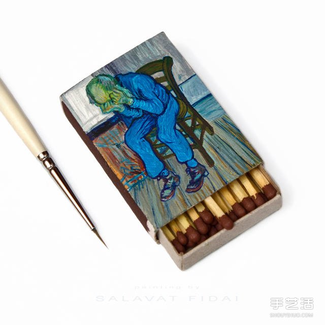 微型艺术：在火柴盒上手绘梵高经典画作(图6)