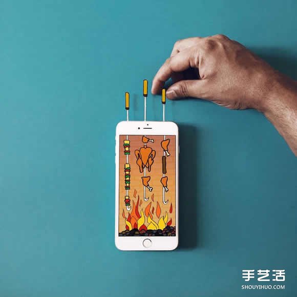 iPhone手机入画 DIY创意无限的有趣插画作品(图1)