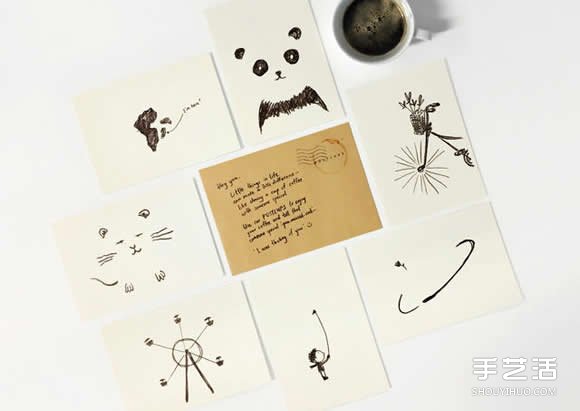 简单的明信片上手绘插图 用咖啡渍来完美收尾(图6)