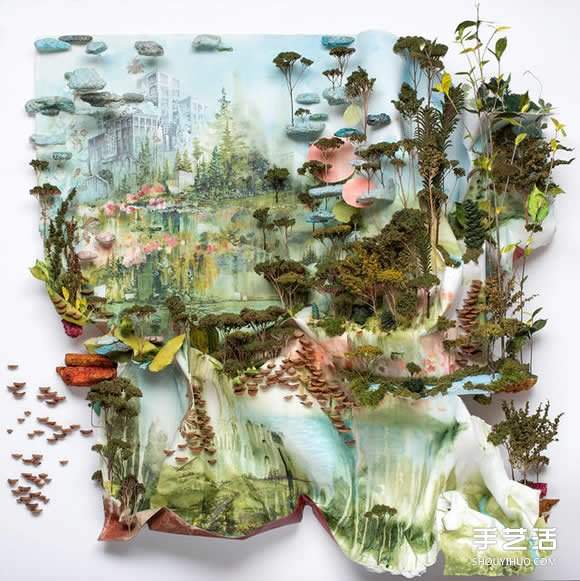 似画不是画：混合材质DIY奇幻华丽的立体山水画(图6)