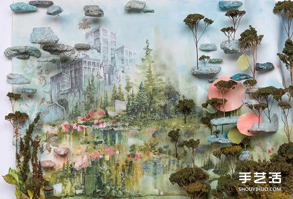 似画不是画：混合材质DIY奇幻华丽的立体山水画(图9)