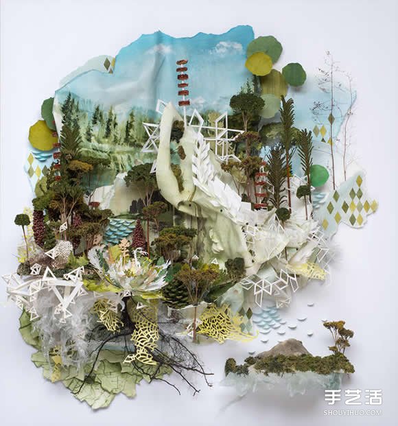似画不是画：混合材质DIY奇幻华丽的立体山水画(图10)