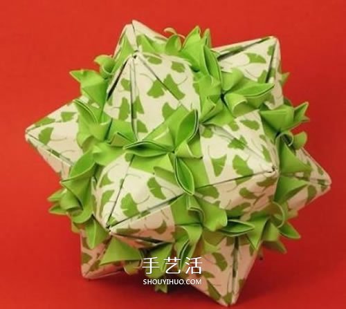 春意盎然的花球！手工折纸立体纸花球的教程(图24)