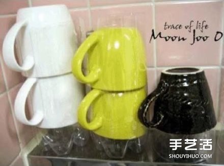 塑料瓶废物利用DIY制作碗碟杯具收纳架(图3)
