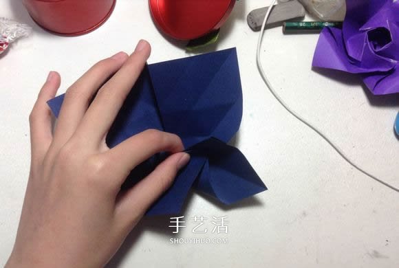 怎么折纸月季花的方法 手工月季花的折法图解(图25)