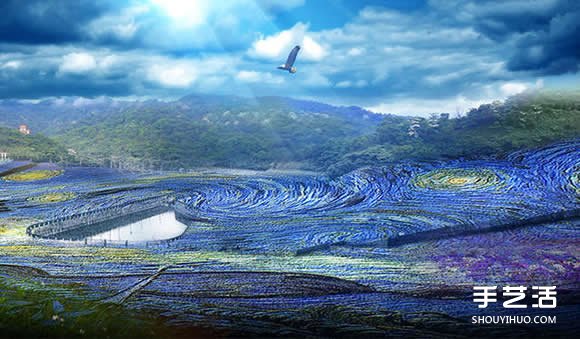 400万个饮料瓶变废为宝 打造梵高《星夜》(图3)
