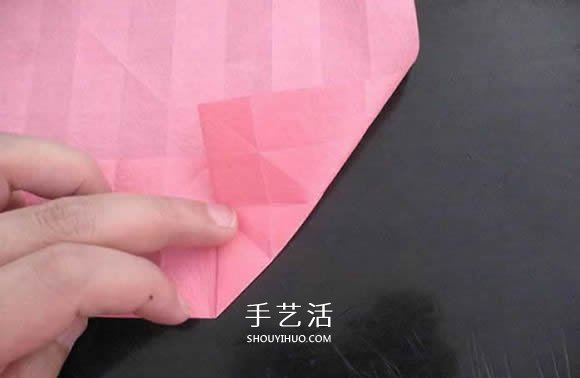 赠送初恋的小礼物！折纸蔷薇戒指的折法图解(图36)
