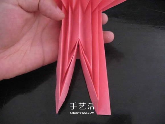 赠送初恋的小礼物！折纸蔷薇戒指的折法图解(图48)
