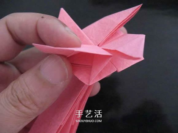 赠送初恋的小礼物！折纸蔷薇戒指的折法图解(图66)