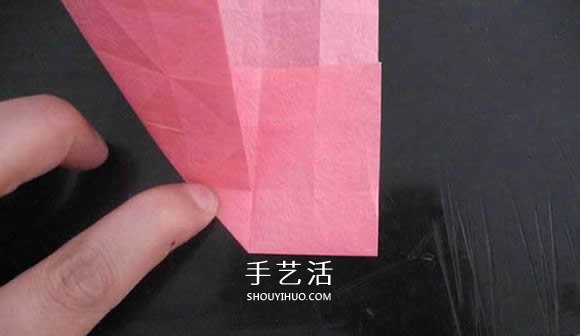 赠送初恋的小礼物！折纸蔷薇戒指的折法图解(图38)
