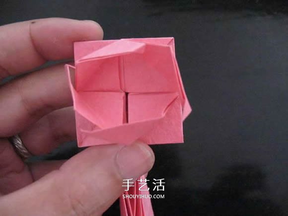 赠送初恋的小礼物！折纸蔷薇戒指的折法图解(图75)