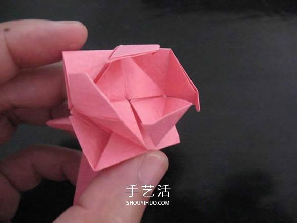 赠送初恋的小礼物！折纸蔷薇戒指的折法图解(图76)