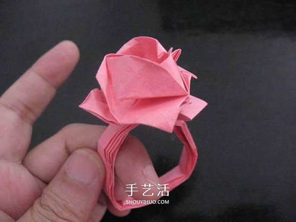 赠送初恋的小礼物！折纸蔷薇戒指的折法图解(图85)