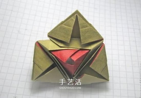 冬天的美丽折纸手工 立体雪花花球的折法图解(图13)