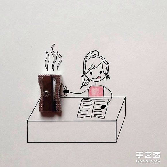 创意画作品欣赏：讲述可爱女生的日常生活(图4)