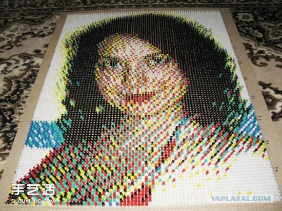 图钉画制作教程：他用一个月钉出女友肖像画(图12)