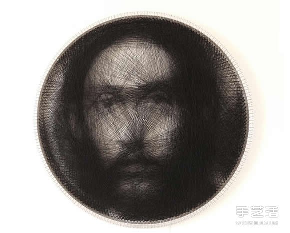 用棉线编织缠绕 完成朦胧复古的特殊人像画(图2)