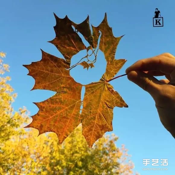 叶子切割画作品图片 精美手工叶切画图片欣赏(图6)