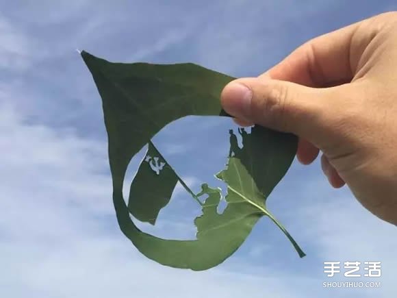 叶子切割画作品图片 精美手工叶切画图片欣赏(图8)