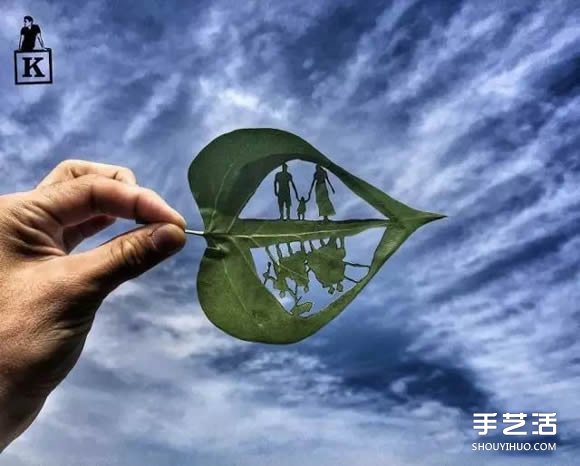 叶子切割画作品图片 精美手工叶切画图片欣赏(图9)