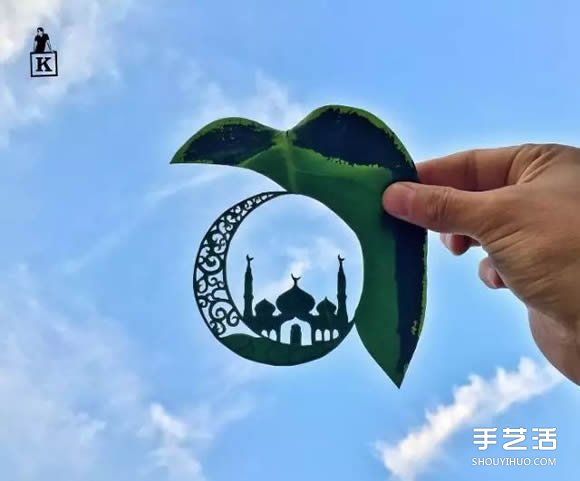 叶子切割画作品图片 精美手工叶切画图片欣赏(图10)