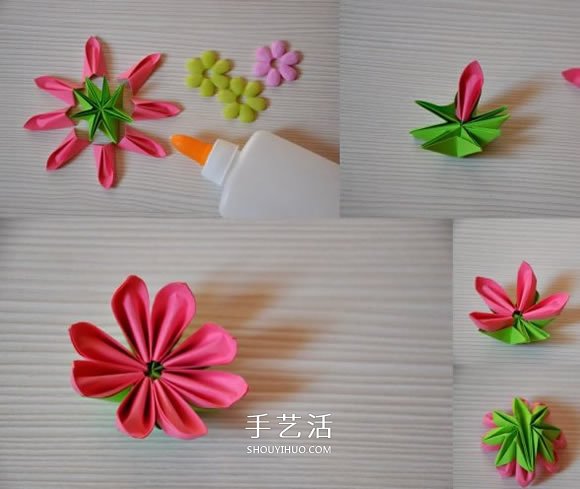 简单又很漂亮的纸花 手工八瓣花的折纸图解(图4)