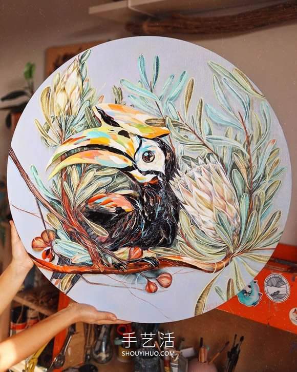 捕捉动物的活力！富有表现力的调色板刀绘画(图6)