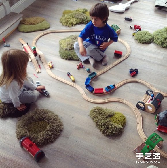 利用绿色毛线织成的自然系地毯 看起来超舒服(图4)