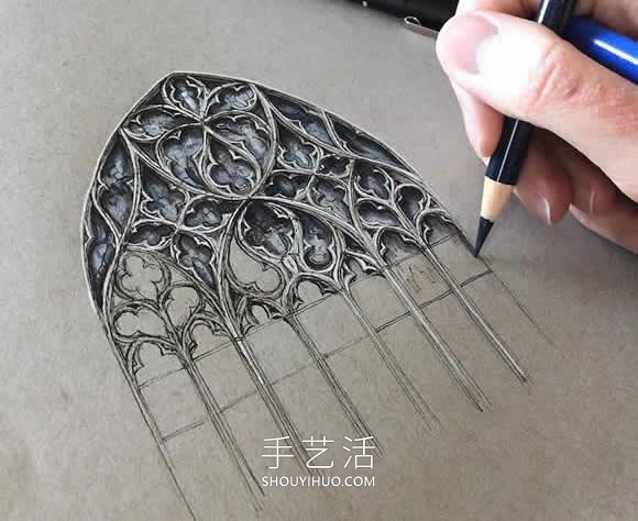 错综复杂的建筑图纸！捕捉哥特式建筑之美(图4)