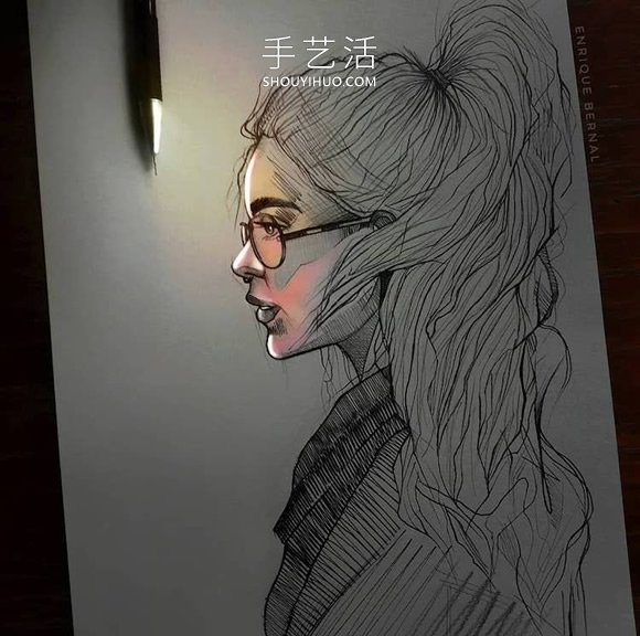 看起来像被荧光灯照亮的创意铅笔画DIY(图6)