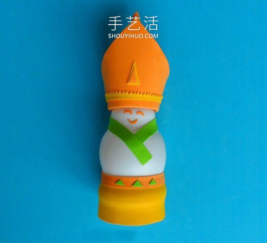 幼儿园手工制作酸奶瓶阿拉伯国王的做法教程 - 诺云双维造物网