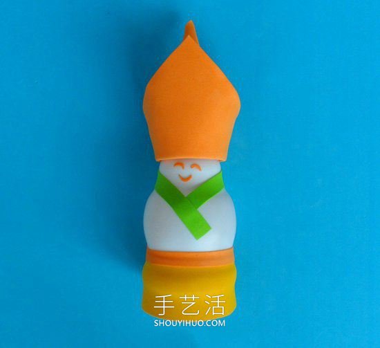 幼儿园手工制作酸奶瓶阿拉伯国王的做法教程(图7)