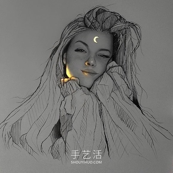 看起来像被荧光灯照亮的创意铅笔画DIY(图3)