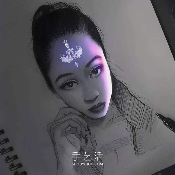 看起来像被荧光灯照亮的创意铅笔画DIY(图9)