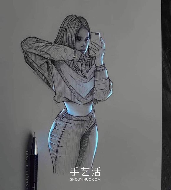 看起来像被荧光灯照亮的创意铅笔画DIY(图7)
