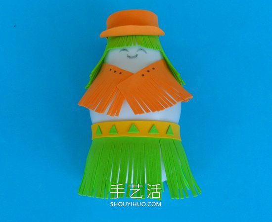 酸奶瓶手工制作女郎人偶的做法教程(图7)
