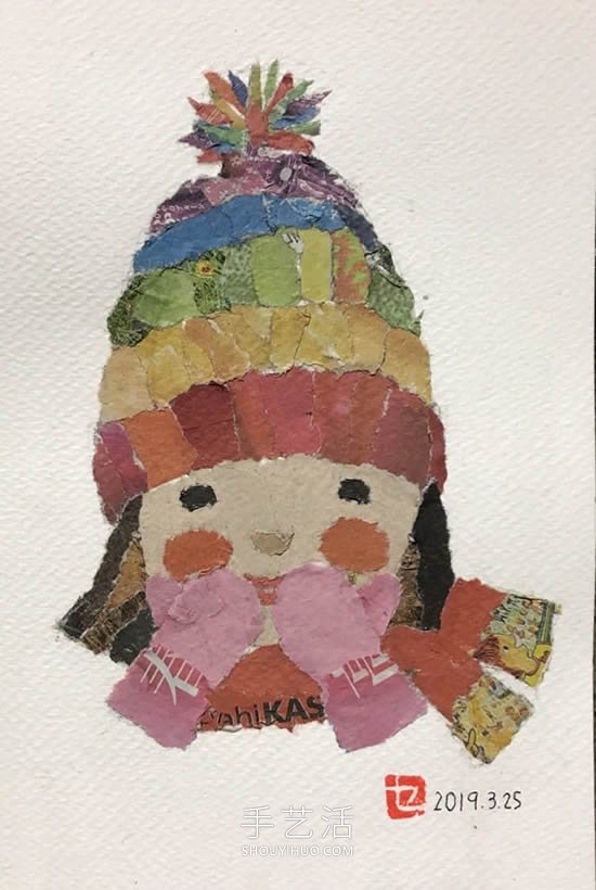 90岁老奶奶手撕报纸做拼贴画！展现平淡幸福(图5)