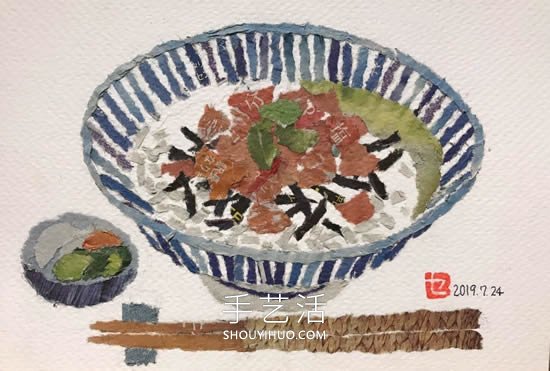 90岁老奶奶手撕报纸做拼贴画！展现平淡幸福(图6)