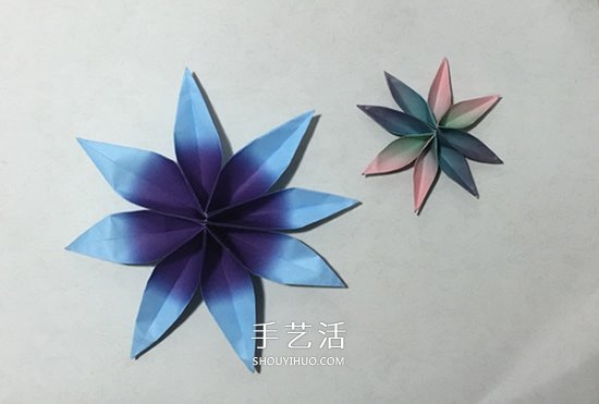 用两张纸折立体八瓣花的手工折纸方法图解(图4)