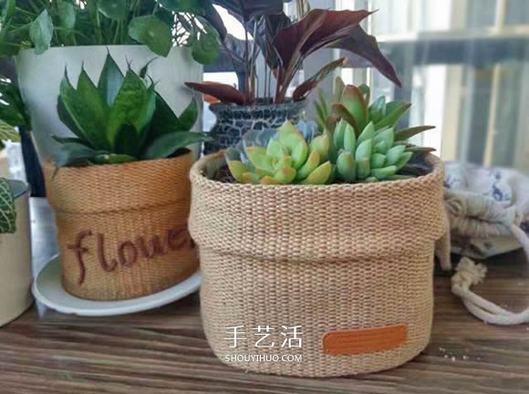 油瓶手工制作田园风花盆套的做法教程 - 诺云双维造物网