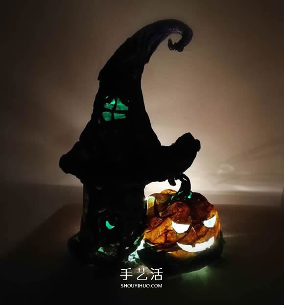 雪碧瓶手工制作万圣节女巫屋图解教程(图15)