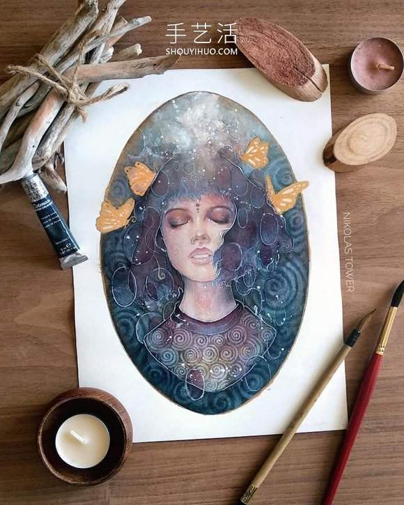 耀眼金箔细节照亮超凡脱俗的神秘女性肖像画(图10)