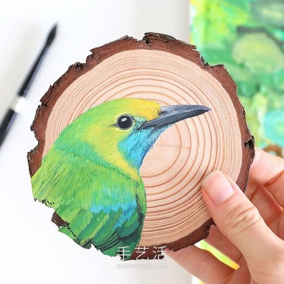艺术家花了100天的时间在木片上绘画100种鸟类(图6)