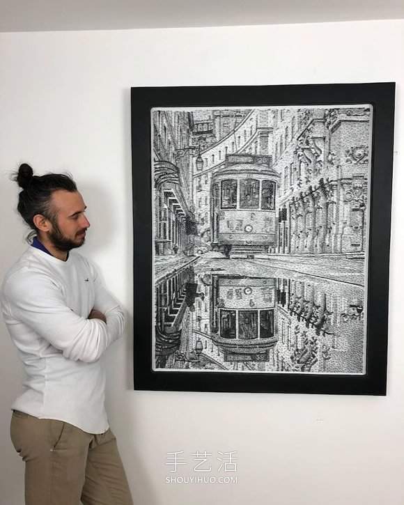 在数千个钉子周围缠绕绳子,DIY制作逼真肖像画(图11) 在数千个钉子周围缠绕绳子,DIY制作逼真肖像画(图11)