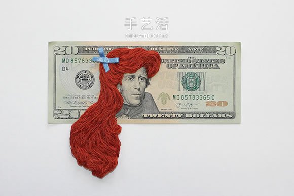 林肯的包包头？给钞票上的人物编织创意长发(图3)