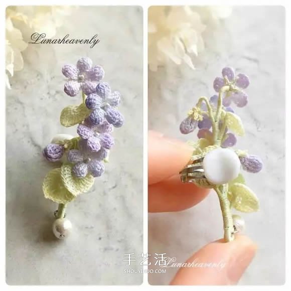 美得不像话！袖珍钩针花朵饰品作品图片欣赏(图6)
