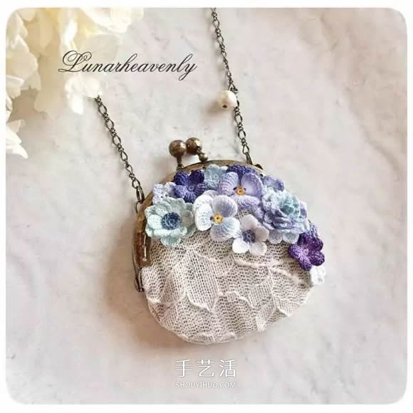美得不像话！袖珍钩针花朵饰品作品图片欣赏(图14)