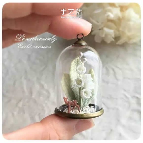 美得不像话！袖珍钩针花朵饰品作品图片欣赏(图19)