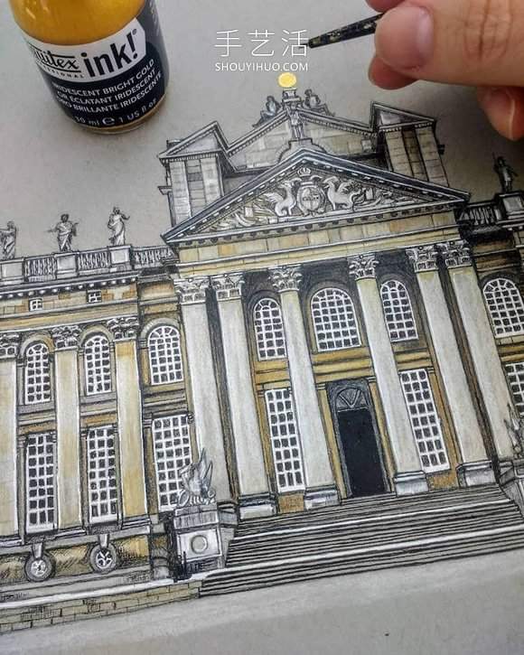 自学成才的艺术家素描精确而详尽的建筑图纸(图11)